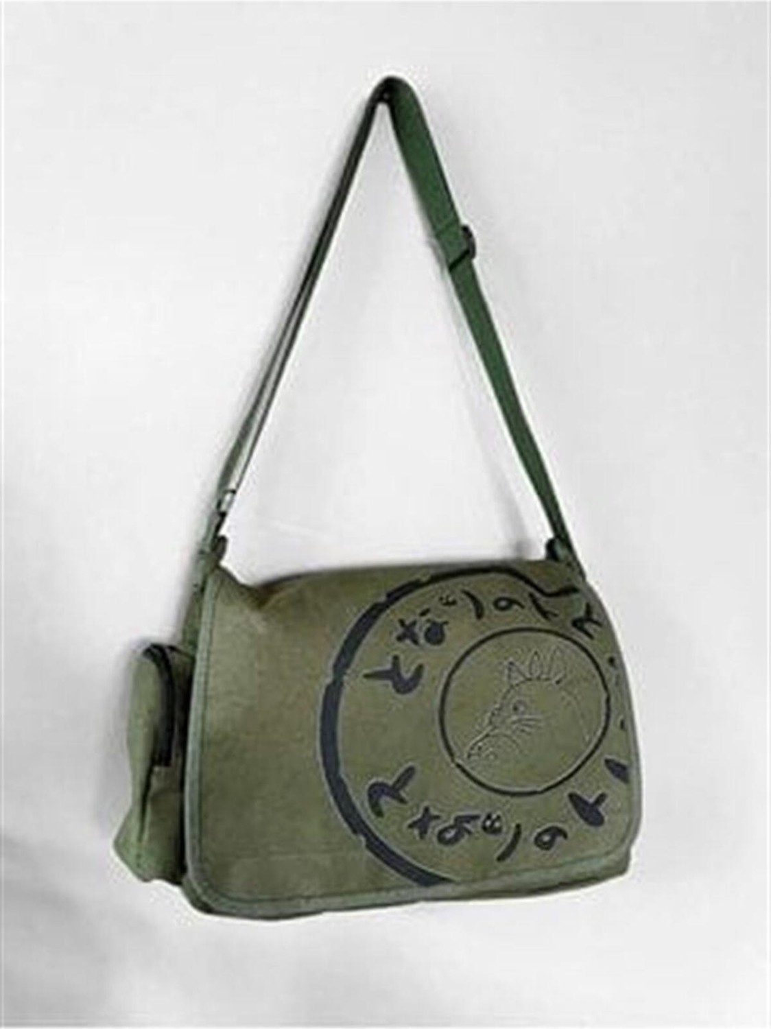 Touz Moda Zolid Wear Totoro Baskılı Unisex Yeşil Postacı Çantası görsel 2