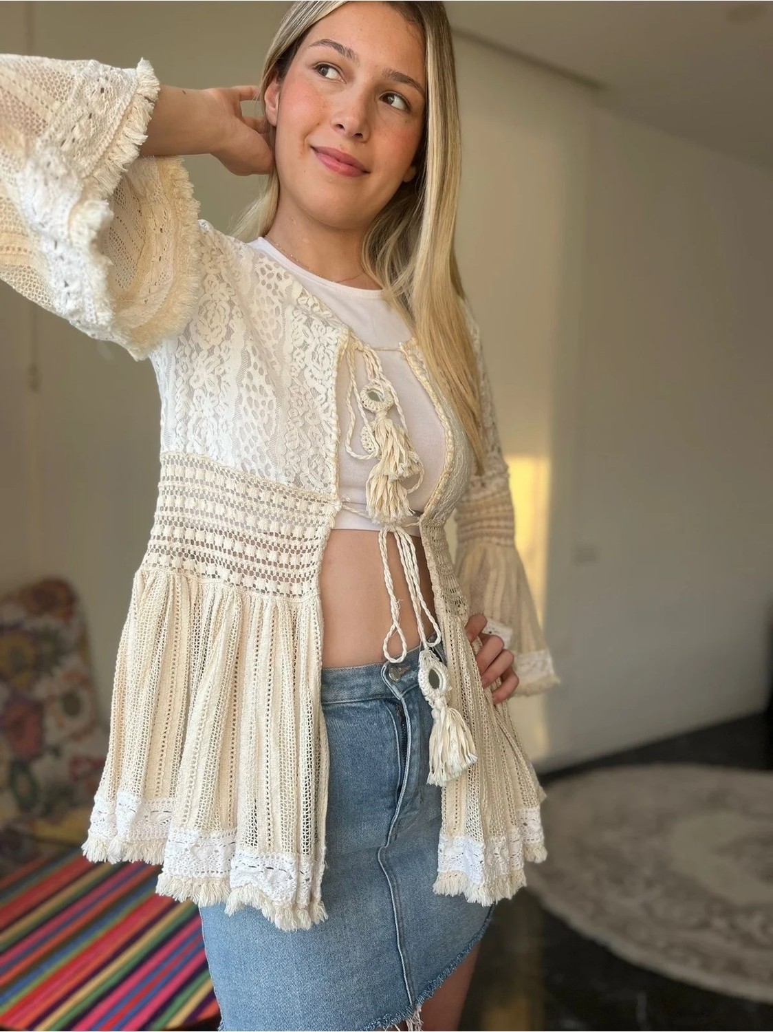 Bohemania Özel Tasarım Couture El Işçiliği Barok Tarz Fransız Dantel Bluz görsel 4