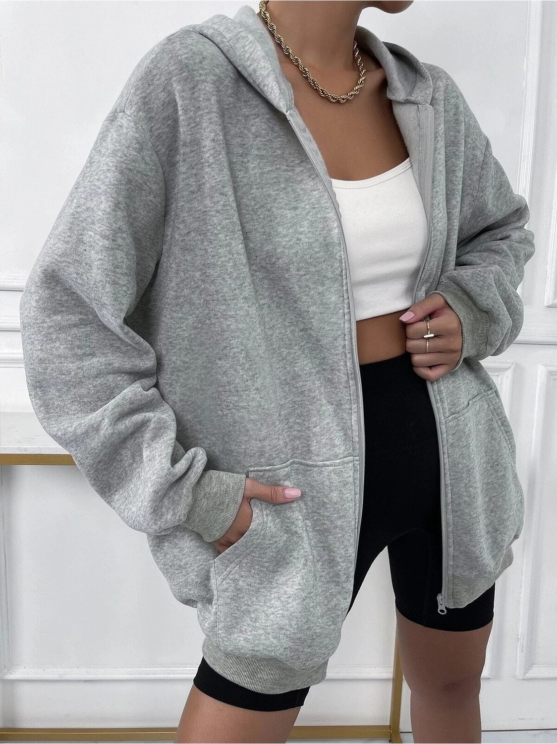 Tarzsokak Unisex Renkli Oversize Kapüşonlu Fermuarlı Hırka