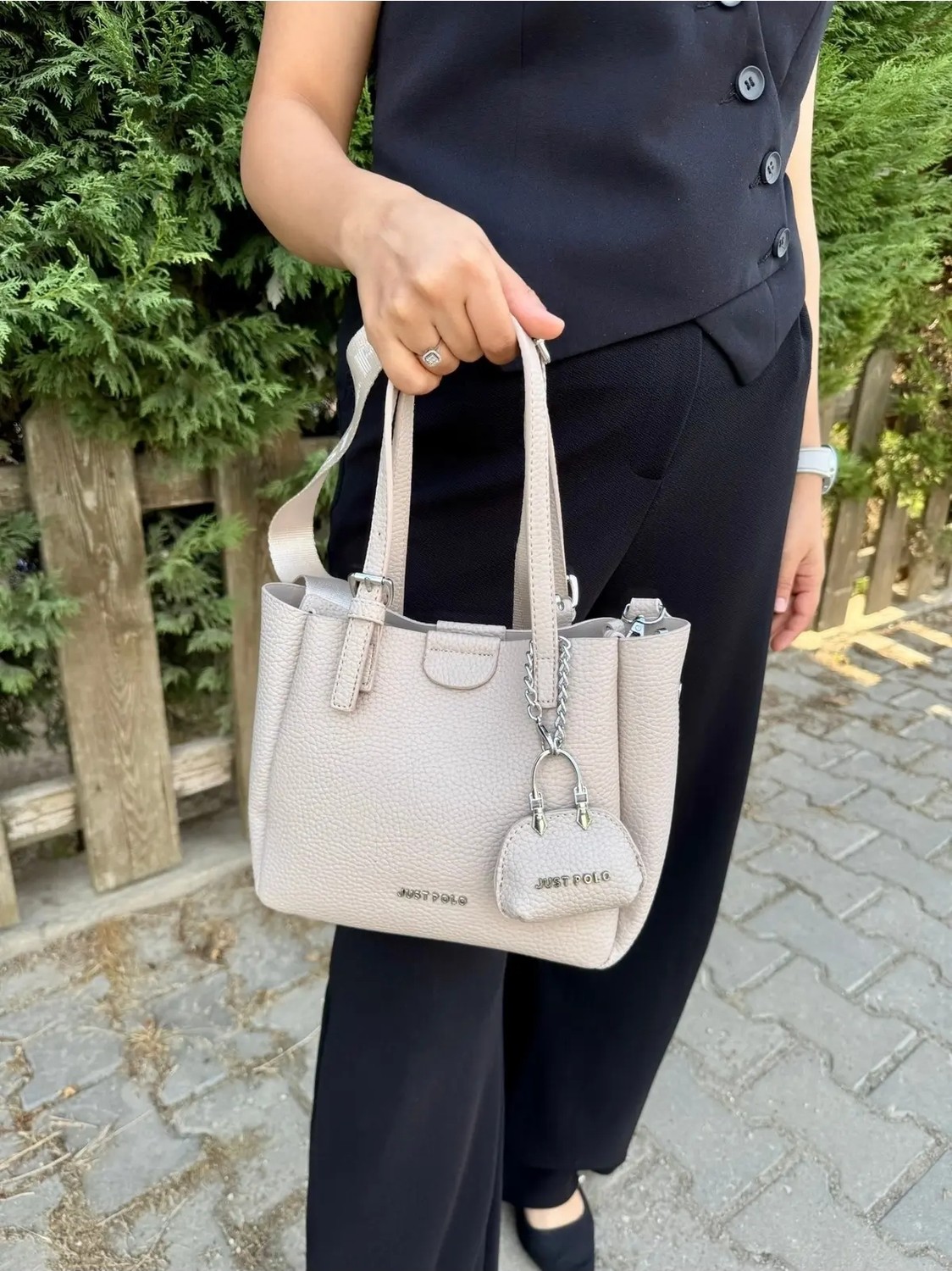 Just Polo Kadın Yeni Sezon 3 Bölmeli Yumuşak Deri Lüks ve Şık Dokunuş El & Omuz Çantası Shoulder Bag