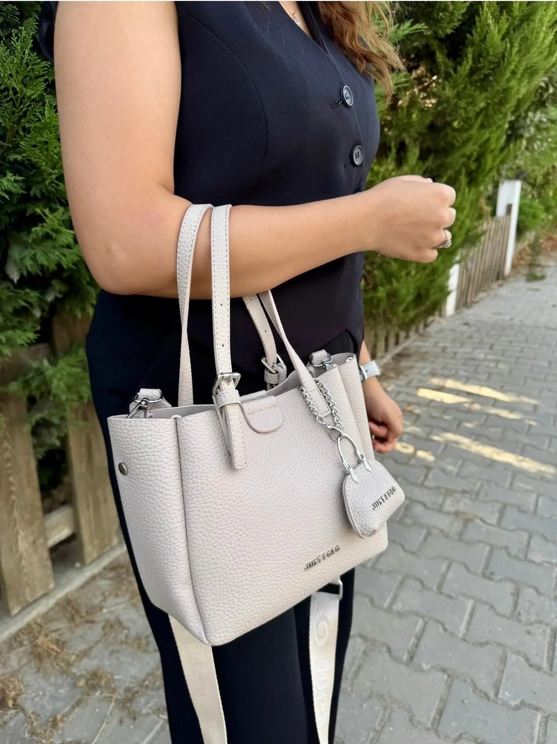 Just Polo Kadın Yeni Sezon 3 Bölmeli Yumuşak Deri Lüks ve Şık Dokunuş El & Omuz Çantası Shoulder Bag görsel 8