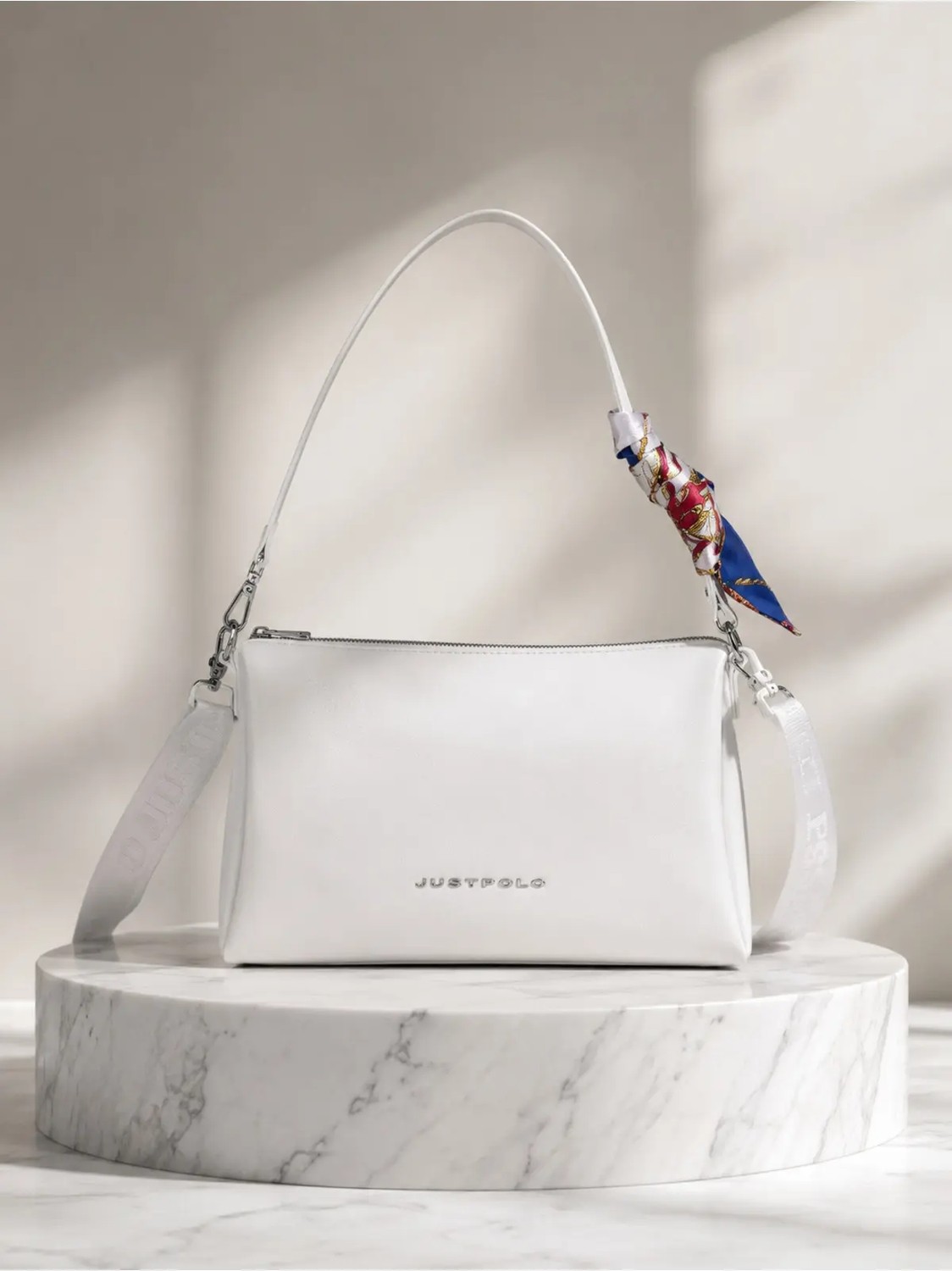 Just Polo Kadın Yeni Sezon Yumuşak Deri Şal Detaylı Ayarlanabilir Askılı Şık El ve Omuz Çantası Shopper