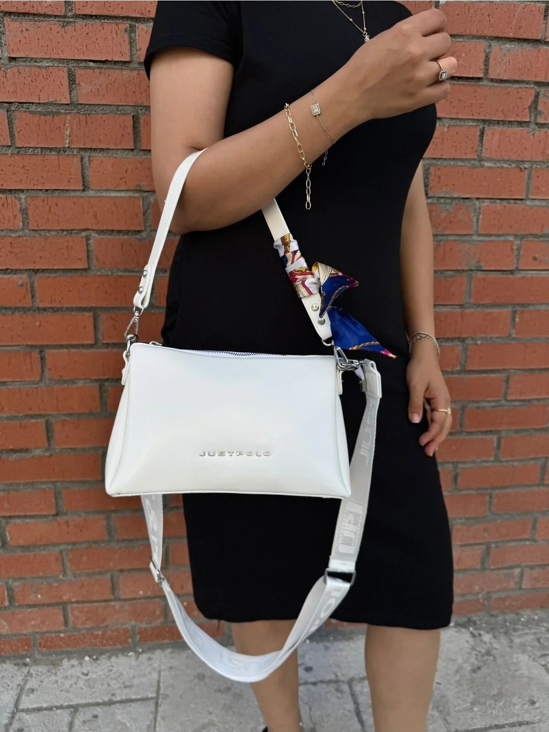 Just Polo Kadın Yeni Sezon Yumuşak Deri Şal Detaylı Ayarlanabilir Askılı Şık El ve Omuz Çantası Shopper görsel 4