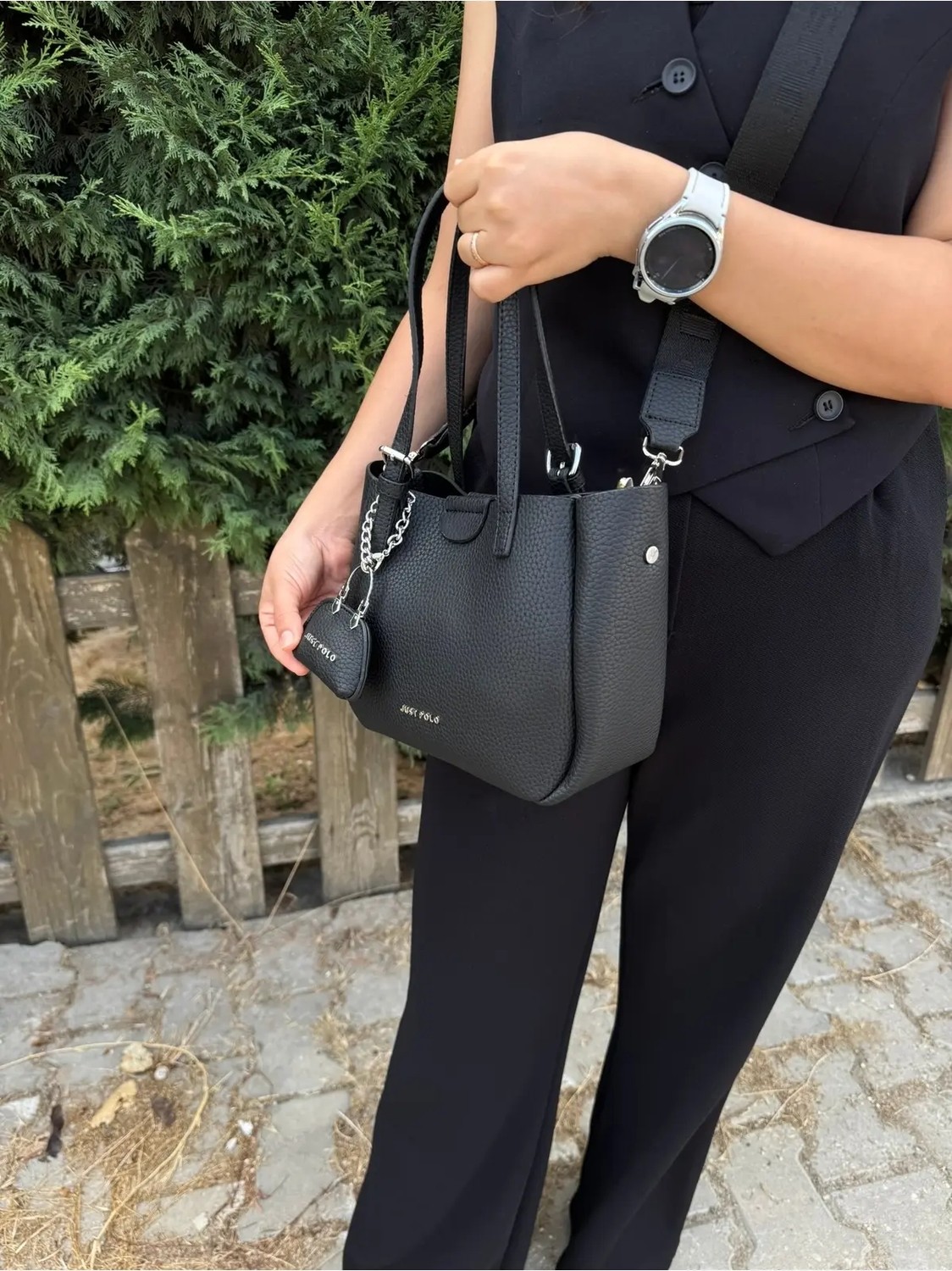 Just Polo Günlük Kombinlere Uygun Kadın Orta Boy Ayarlanabilir Askılı Şık El & Omuz Çantası Shoulder Bag görsel 3