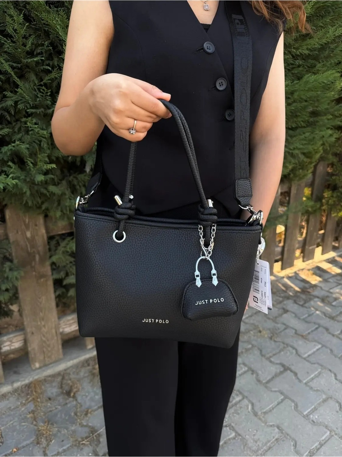 Just Polo Kadın Yeni Sezon Yumuşak Deri 4 Bölmeli Ayarlanabilir Askılı Lüks El ve Omuz Çantası Shopper görsel 2