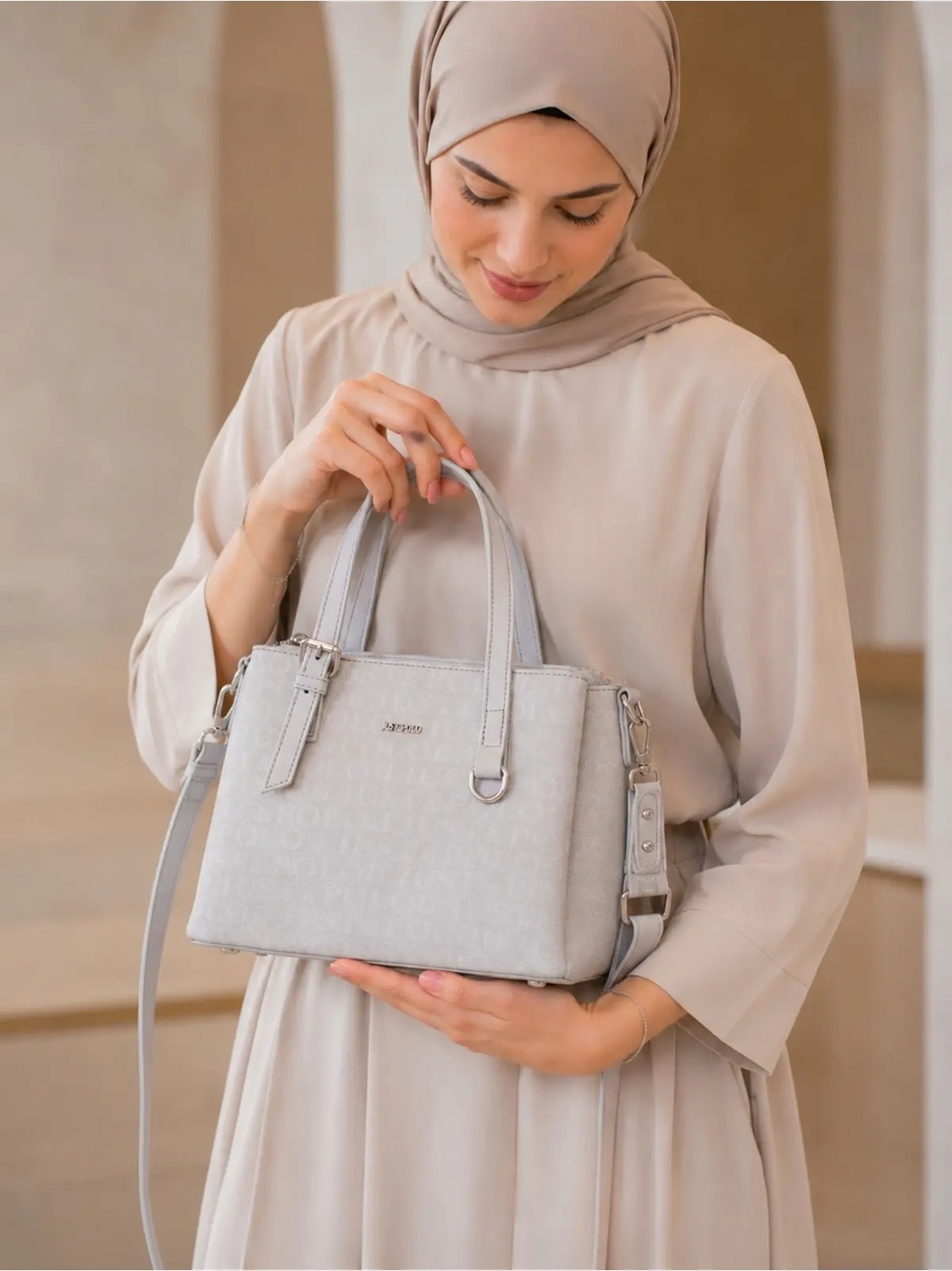 Just Polo Kadın Orta Boy Premium Deri Ayarlanabilir Askılı 3 Bölmeli Şık El & Omuz Çantası Shoulder Bag