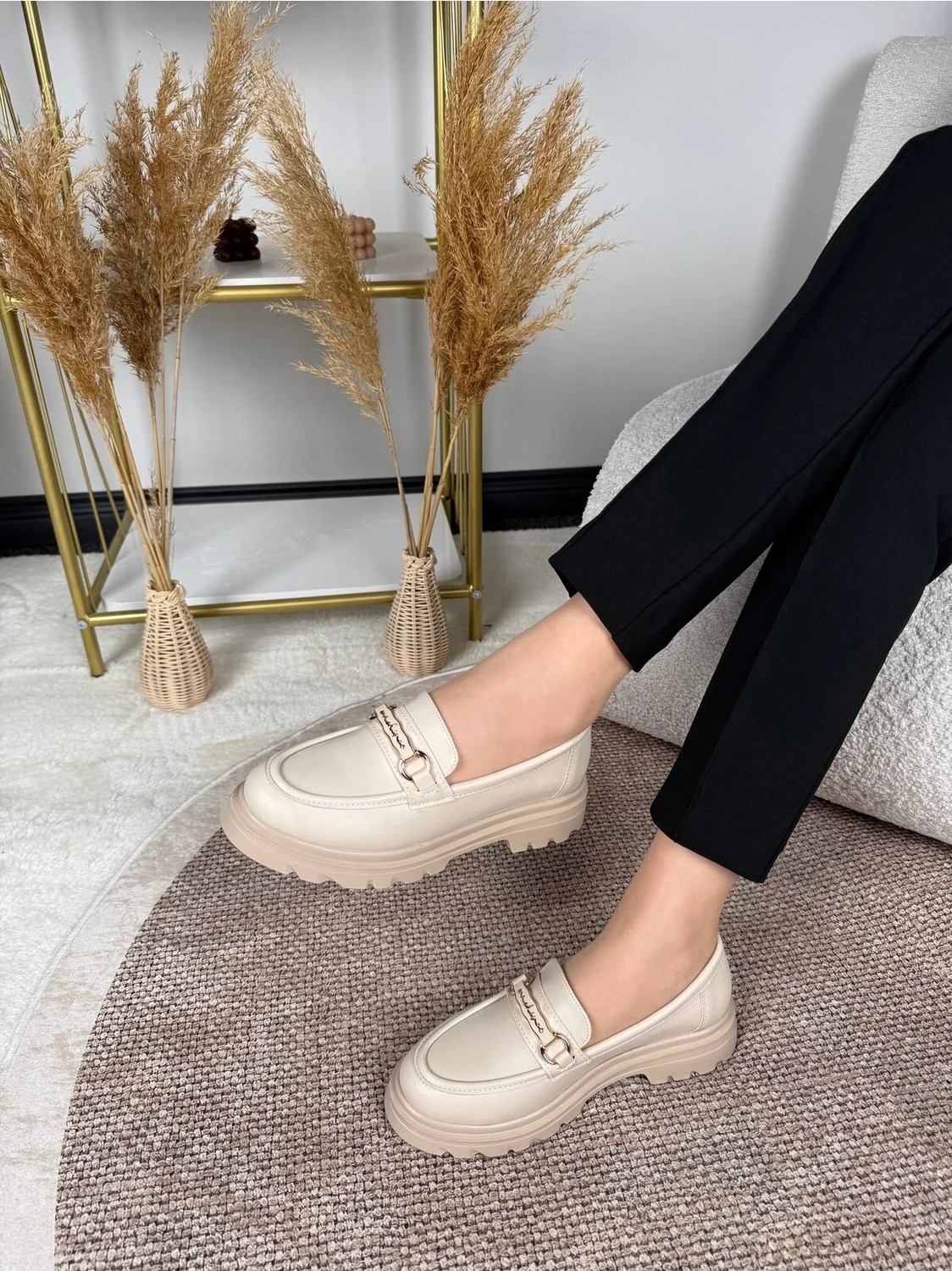 Eysha Aria Kadın Siyah Makosen Casual Loafer