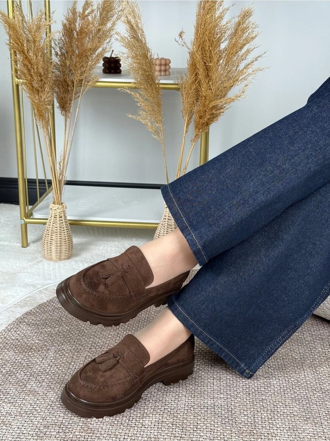 Eysha Dalia Kadın Kahverengi Süet Püsküllü Orta Tabanlı Loafer görsel 2