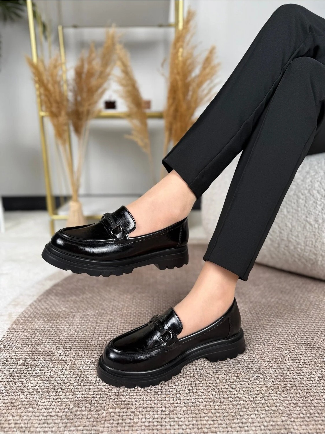 Eysha Aria Kadın Siyah Makosen Casual Loafer