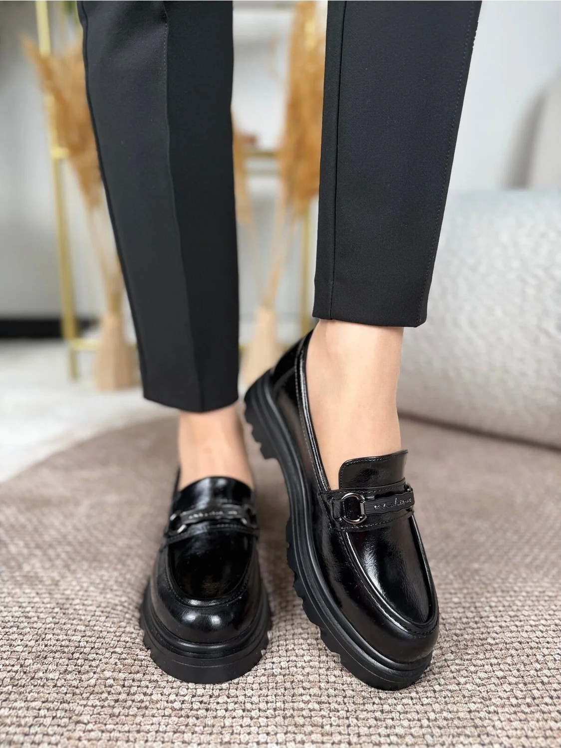 Eysha Aria Kadın Siyah Makosen Casual Loafer görsel 5
