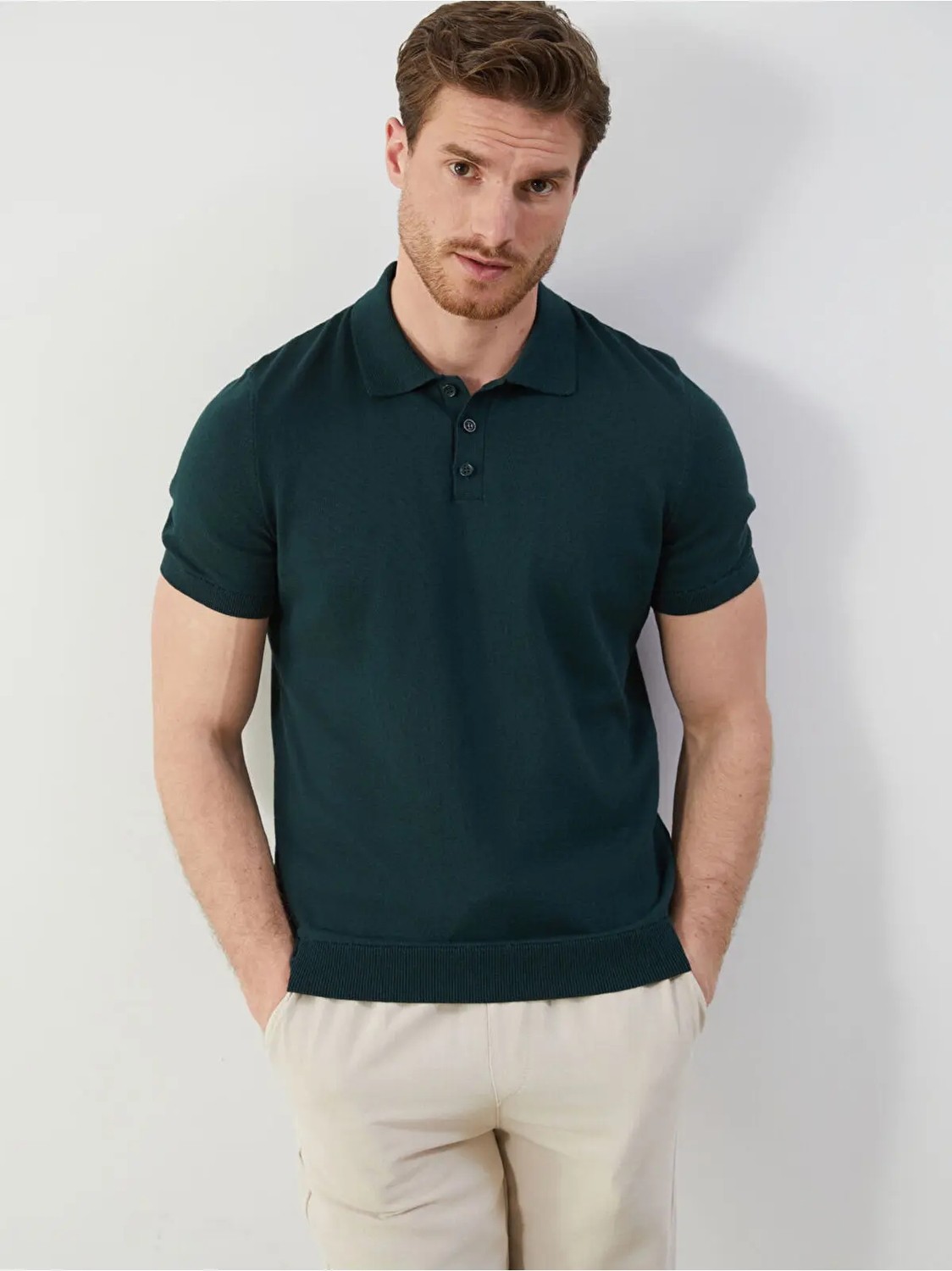 LC Waikiki Southblue Yeşil Polo Yaka Erkek Triko Tişört