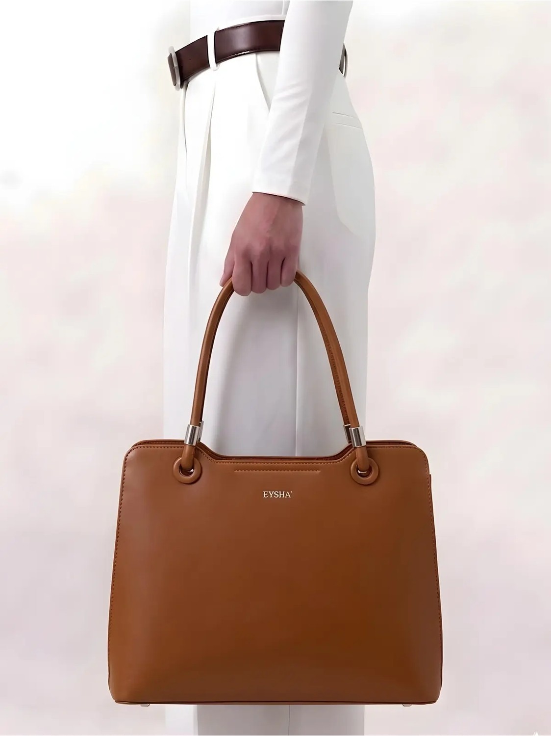 Eysha Omenra Logolu Yumuşak Deri Cüzdan Hediyeli Çıtçıtlı Iç Kısım Mini Fermuar Çantalı Ince Saplı Orta El ve Omuz Çantası (23 cm x 34 Cm) görsel 2
