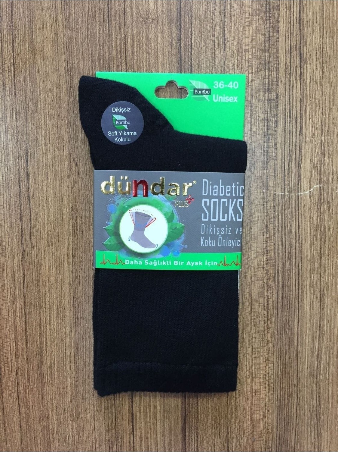Dündar Unisex Siyah Bambu 3 Lü Dikişsiz Diyabetik Çorap-Siyah-41-45