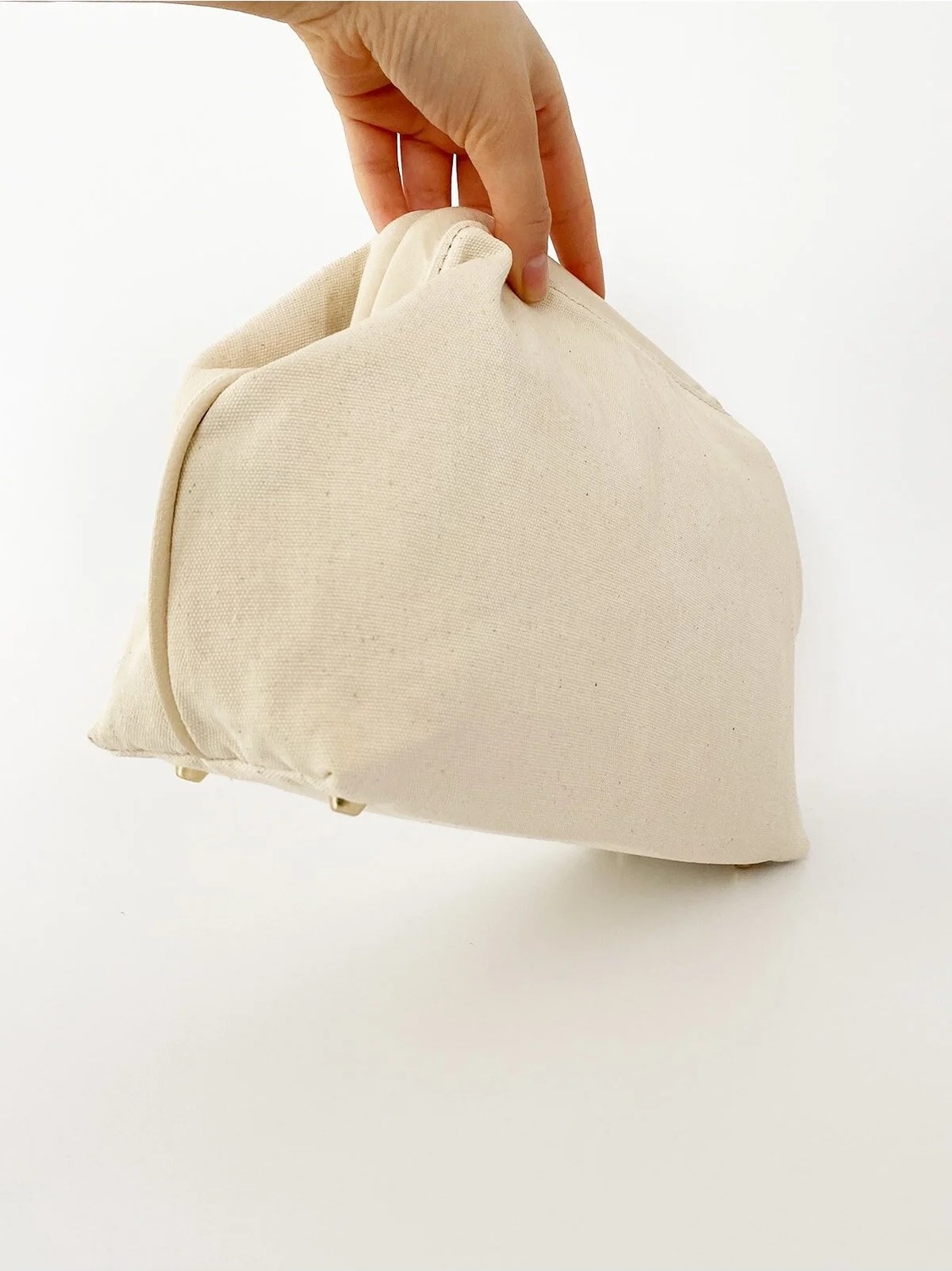 Heybes Kadın Krem Biyeli Kanvas Keten Clutch El Çantası görsel 3