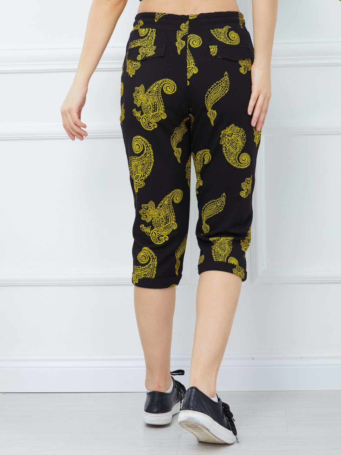 Banada Moda Kadın Etnik Desenli Penye Kapri görsel 4