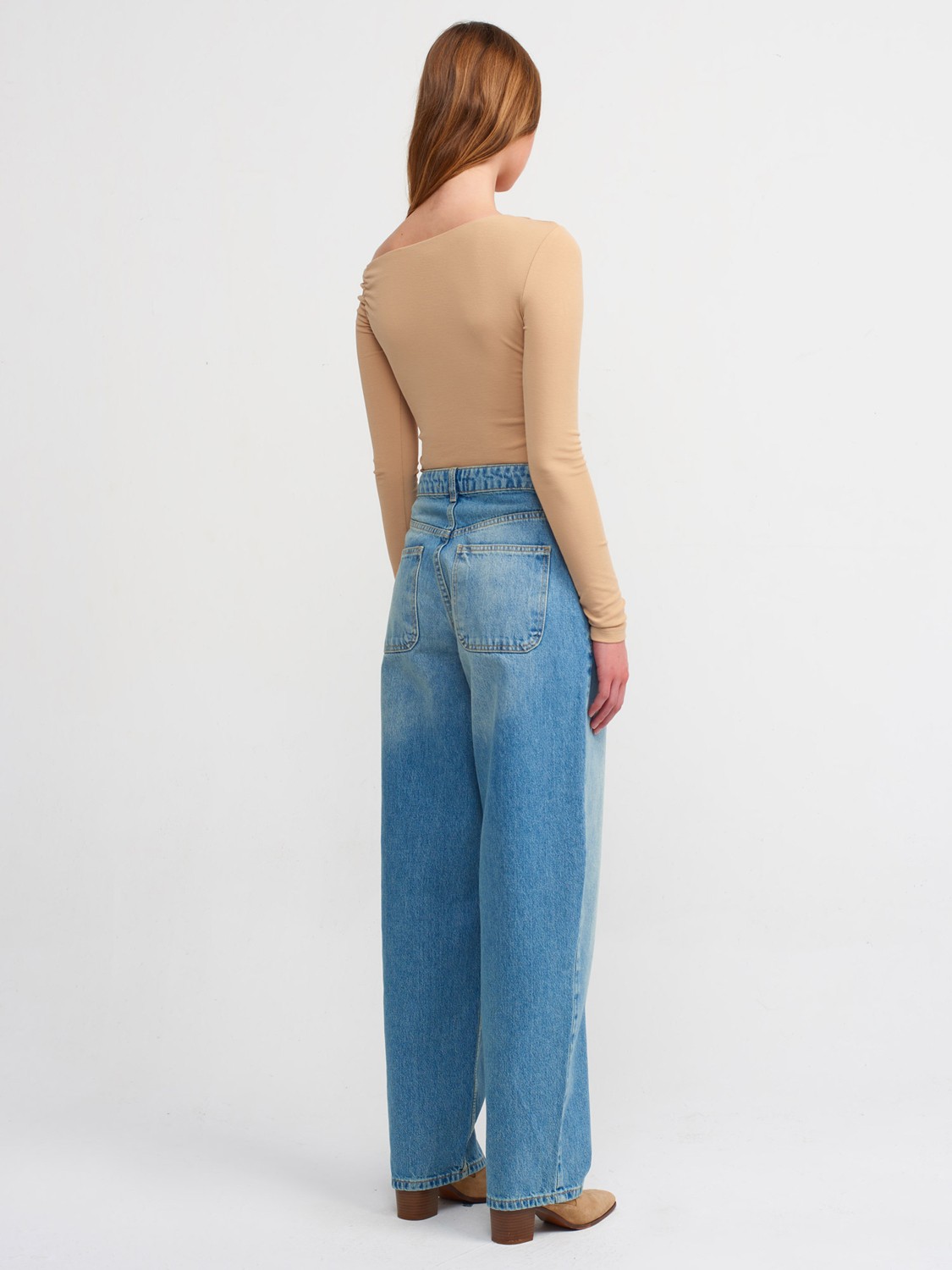 Dilvin 71415 Tint Yıkama Denim Pantolon-Mavi görsel 2