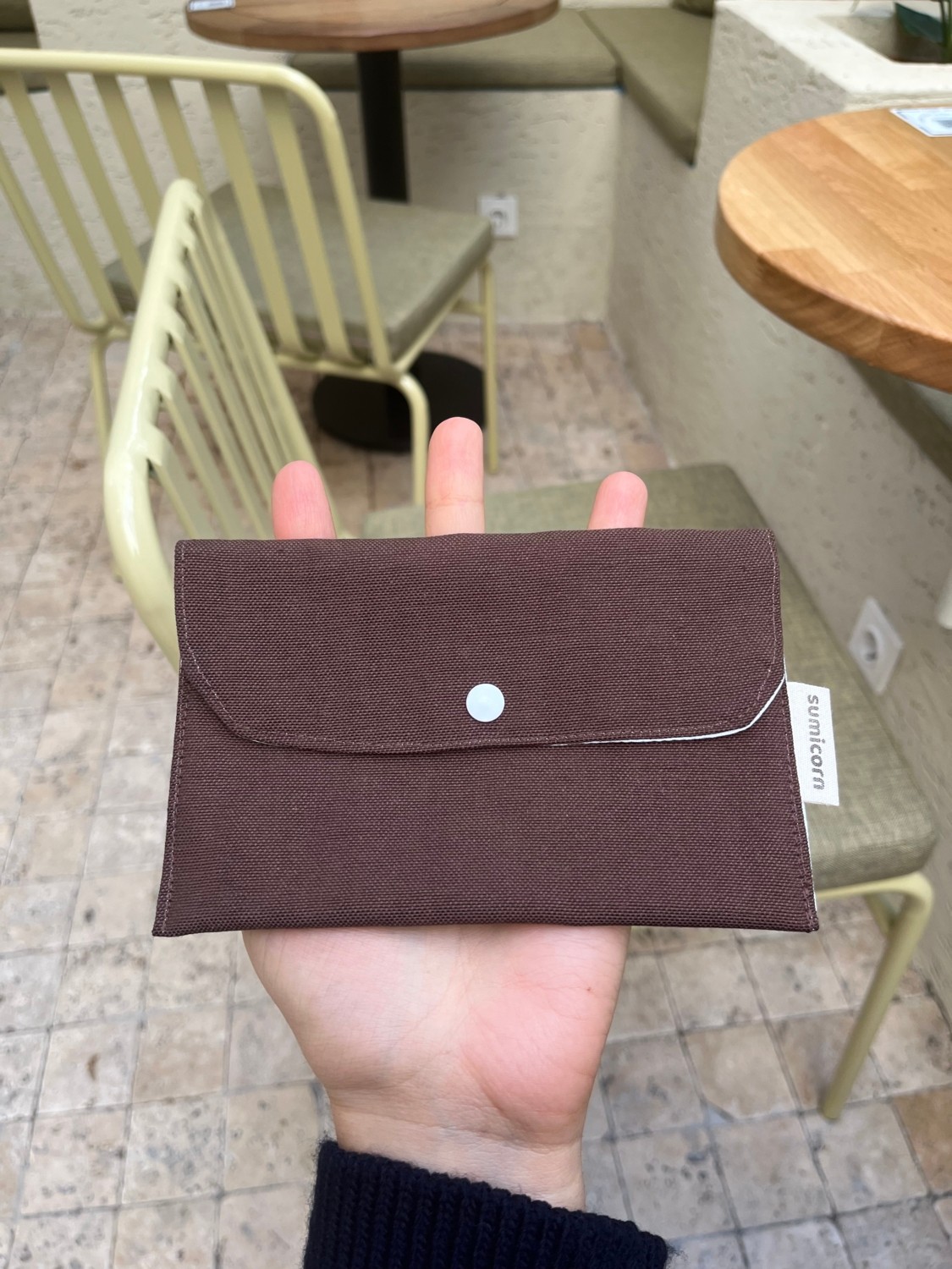 Sumicorn Design Soft Keten Yıkanabilir Çıtçıt Detaylı Ped Çantası, Mini Cüzdan,kartlık,çanta Içi Düzenleyici