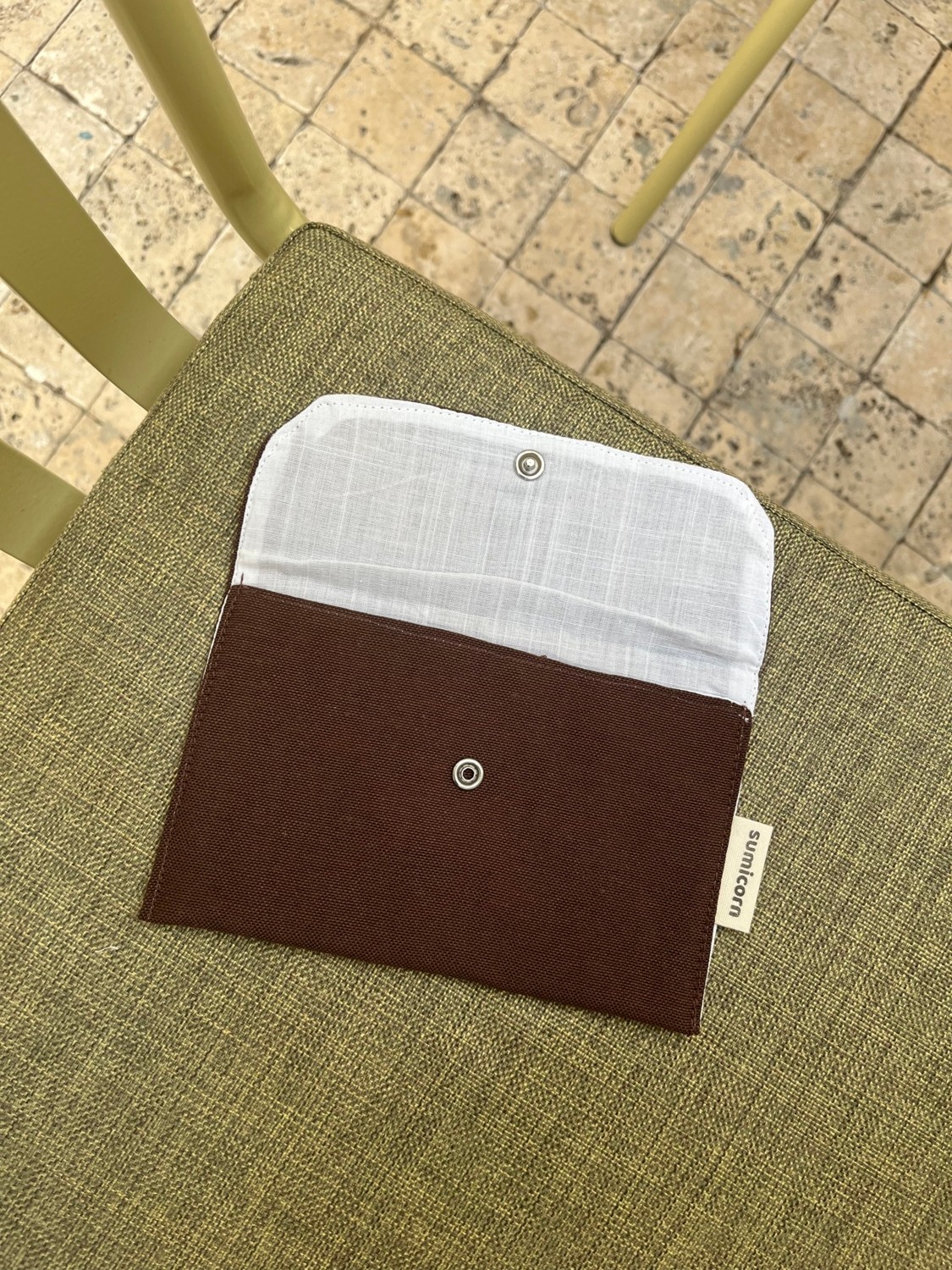 Sumicorn Design Soft Keten Yıkanabilir Çıtçıt Detaylı Ped Çantası, Mini Cüzdan,kartlık,çanta Içi Düzenleyici görsel 2