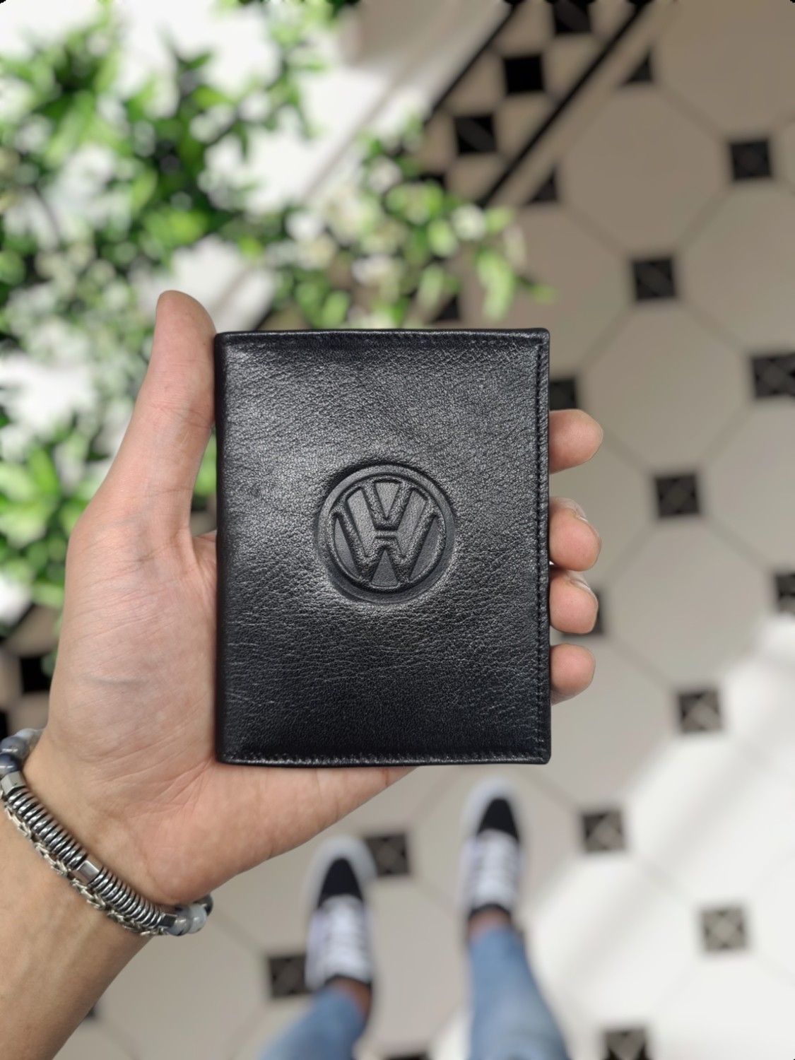 Visso Leather 1904 Volkswagen Logolu Deri Araç Ruhsat Kılıfı Isme Özel Çanta Erkek Kadın Modeli