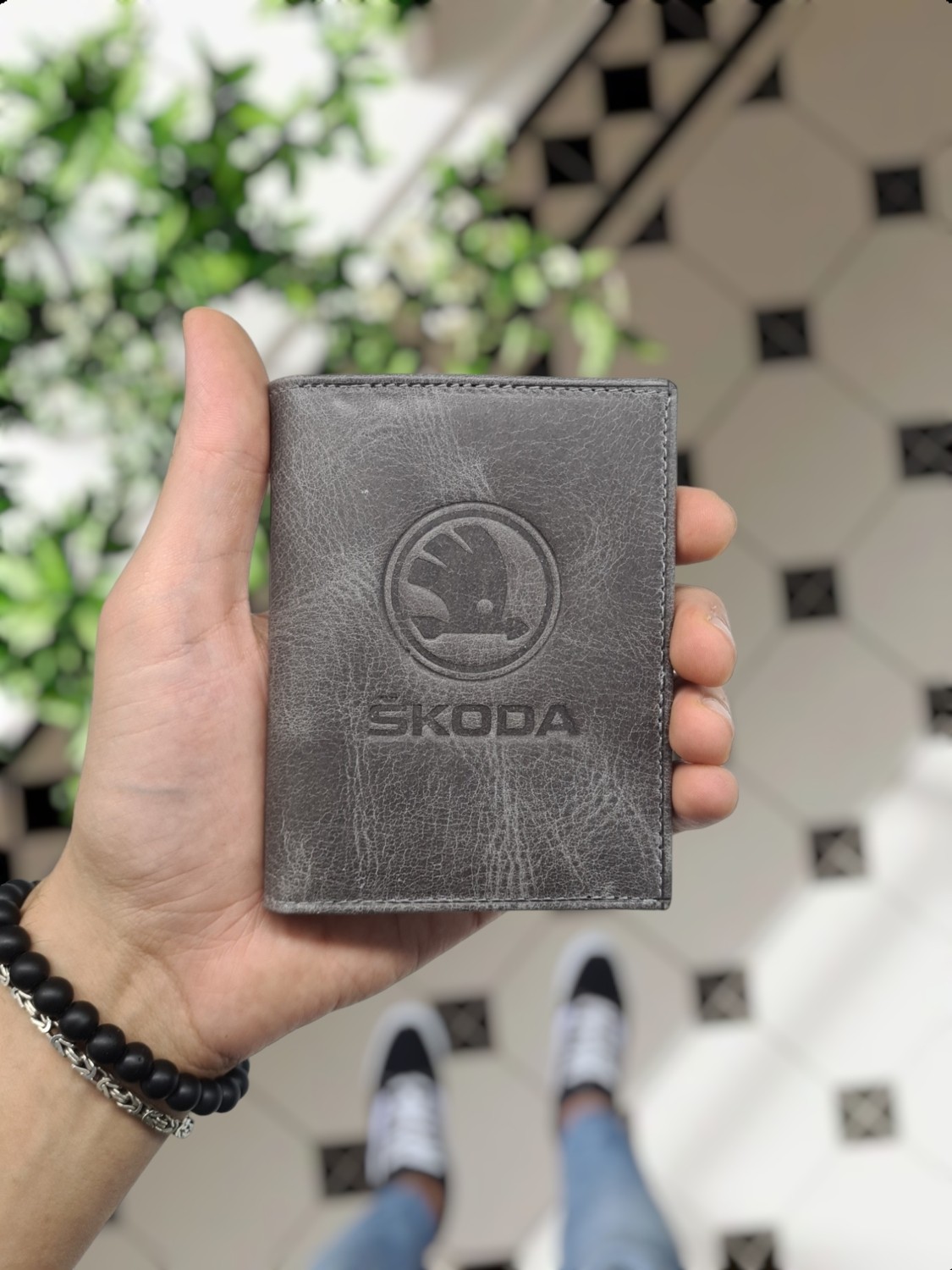 Visso Leather 1904 Visso Leathert Skoda Logolu Deri Araç Ruhsat Kılıfı Isme Özel Çanta görsel 8