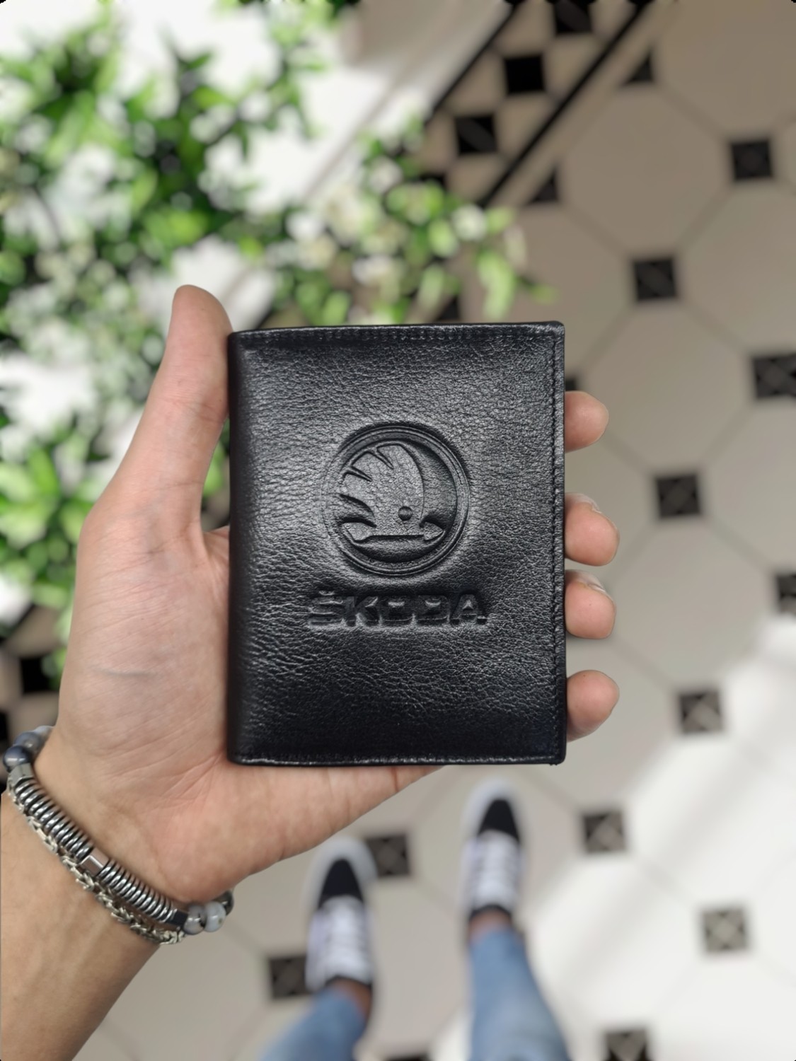 Visso Leather 1904 Visso Leathert Skoda Logolu Deri Araç Ruhsat Kılıfı Isme Özel Çanta görsel 2