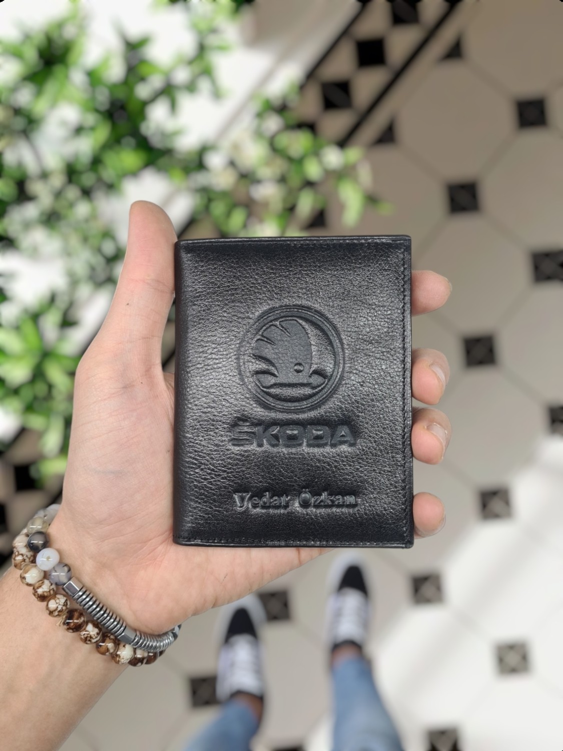 Visso Leather 1904 Visso Leathert Skoda Logolu Deri Araç Ruhsat Kılıfı Isme Özel Çanta