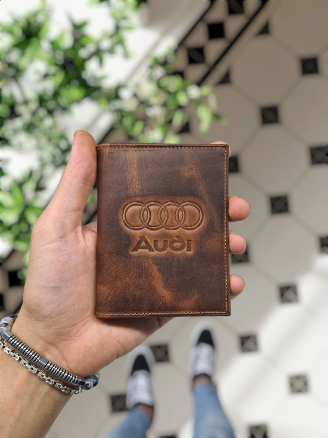Visso Leather 1904 Audi Logolu Deri Araç Ruhsat Kılıfı - Ruhsat Kabı Isme Özel Çanta Cüzdan görsel 8