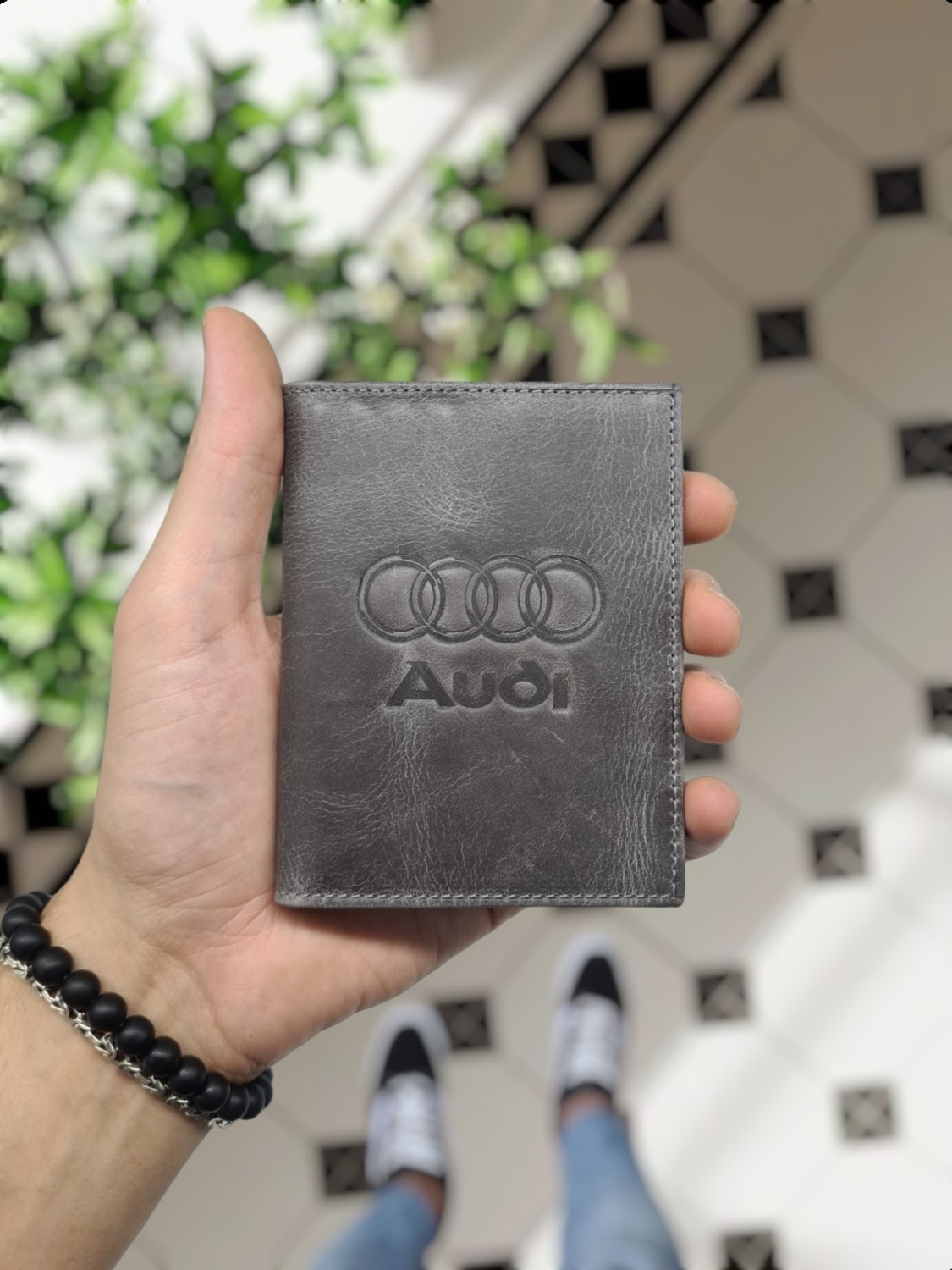 Visso Leather 1904 Audi Logolu Deri Araç Ruhsat Kılıfı - Ruhsat Kabı Isme Özel Çanta Cüzdan görsel 6