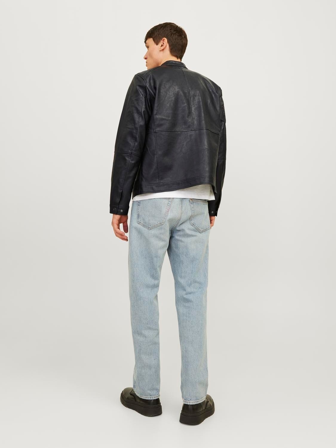 Jack & Jones Erkek Siyah Renk Bıker Deri Ceket 12261196 görsel 3