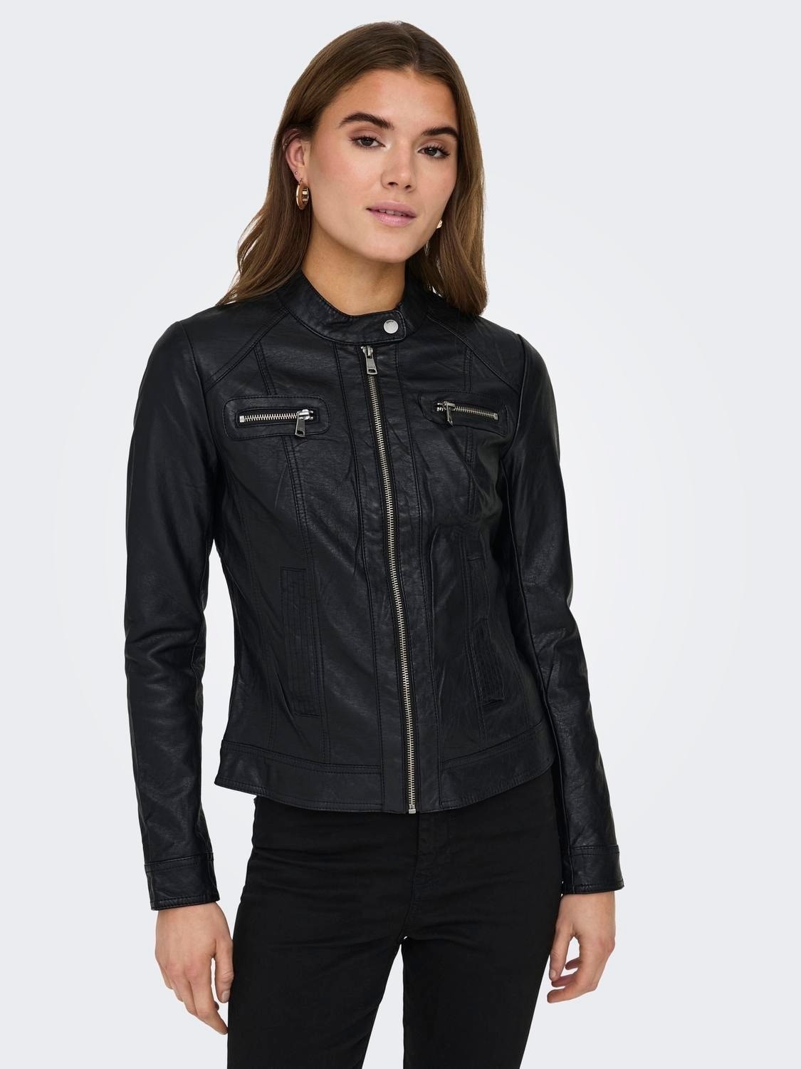 Only Onlbandıt Kadın Deri Mont ve Ceket Faux Leather Biker Otw Noos 15081400 Black