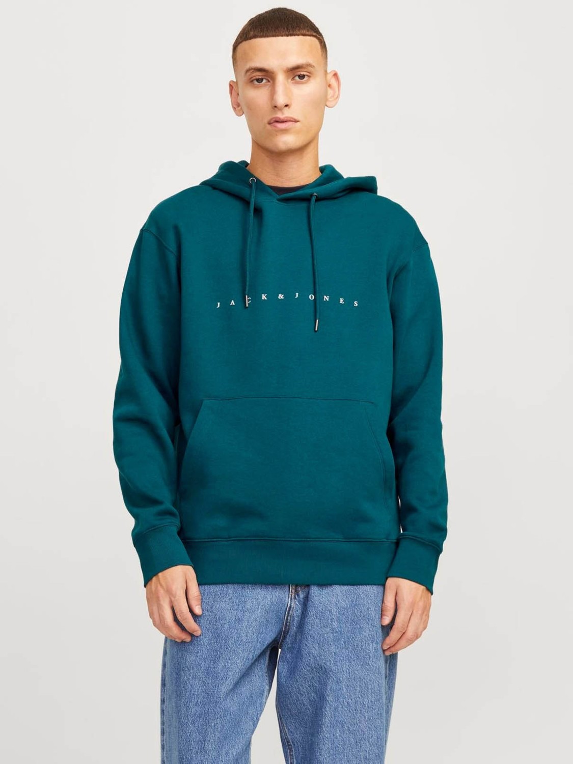 Jack & Jones JJESTAR JJ SWEAT HOOD NOO Petrol Erkek Sweatshirt görsel 2