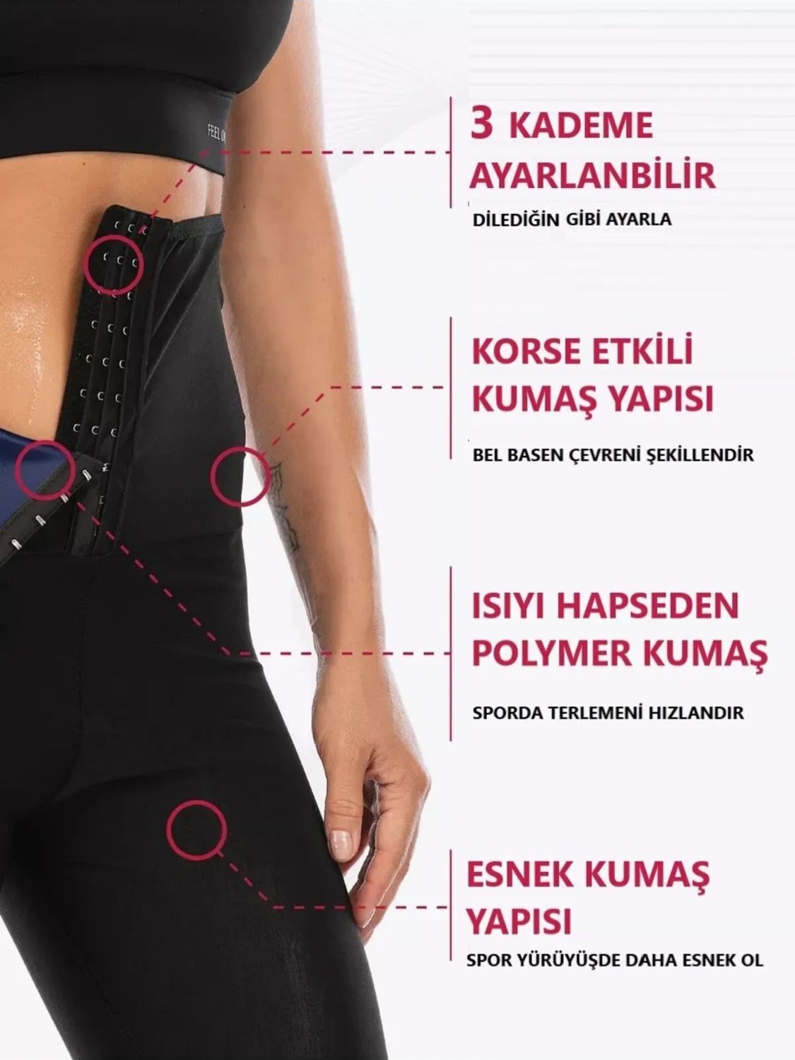Mistirik Sauna-Şort Model Yağ Yakmaya ve Inceltmeye Yardımcı Yüksek Bel Agraflı Sauna Termal Şort görsel 3