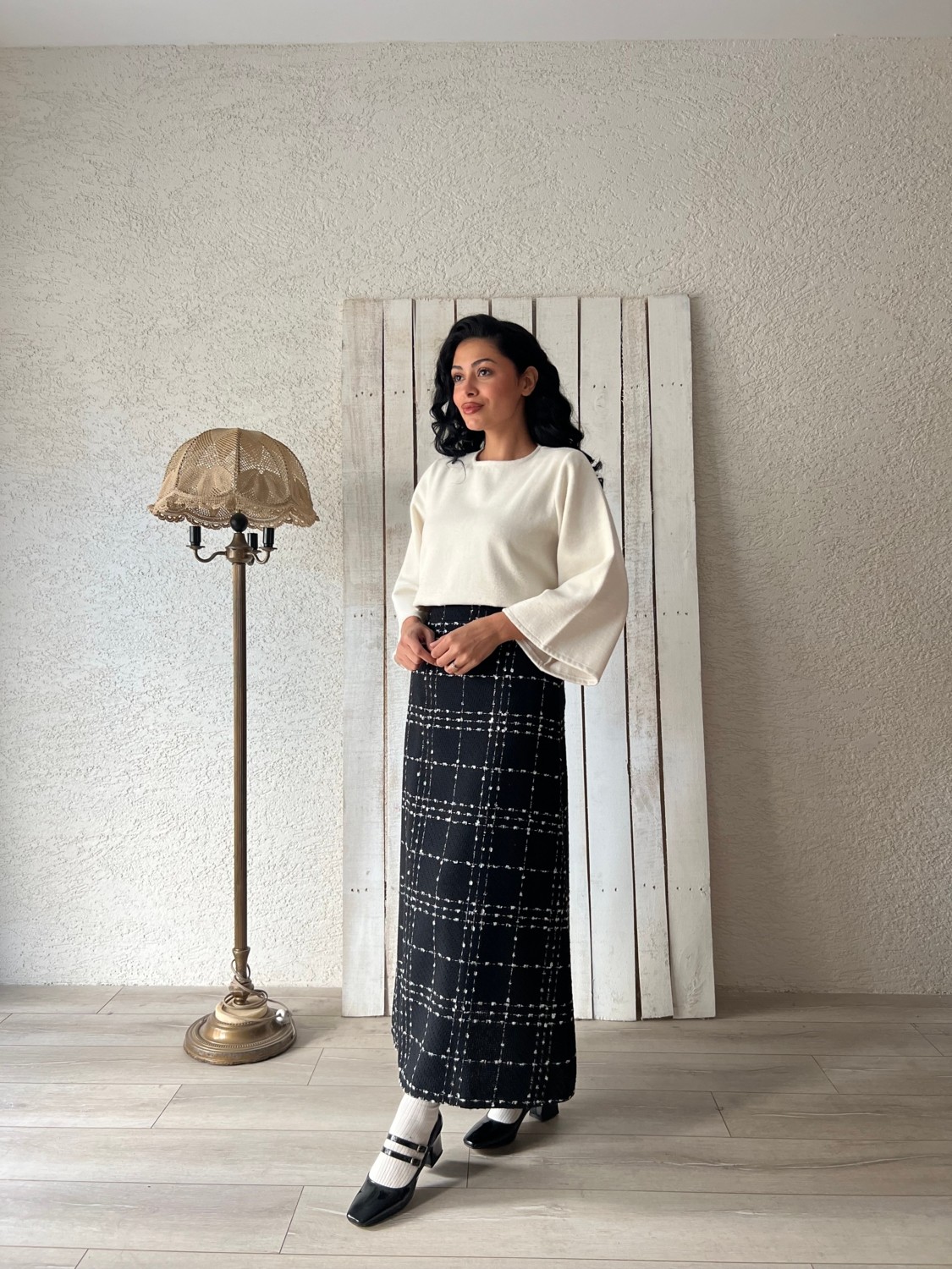 Küçüğüm Butik Uzun Indigo Mavisi Tüvit Etek görsel 4