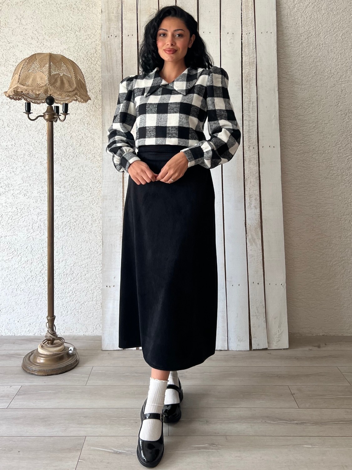 Küçüğüm Butik Siyah Kadife Etek
