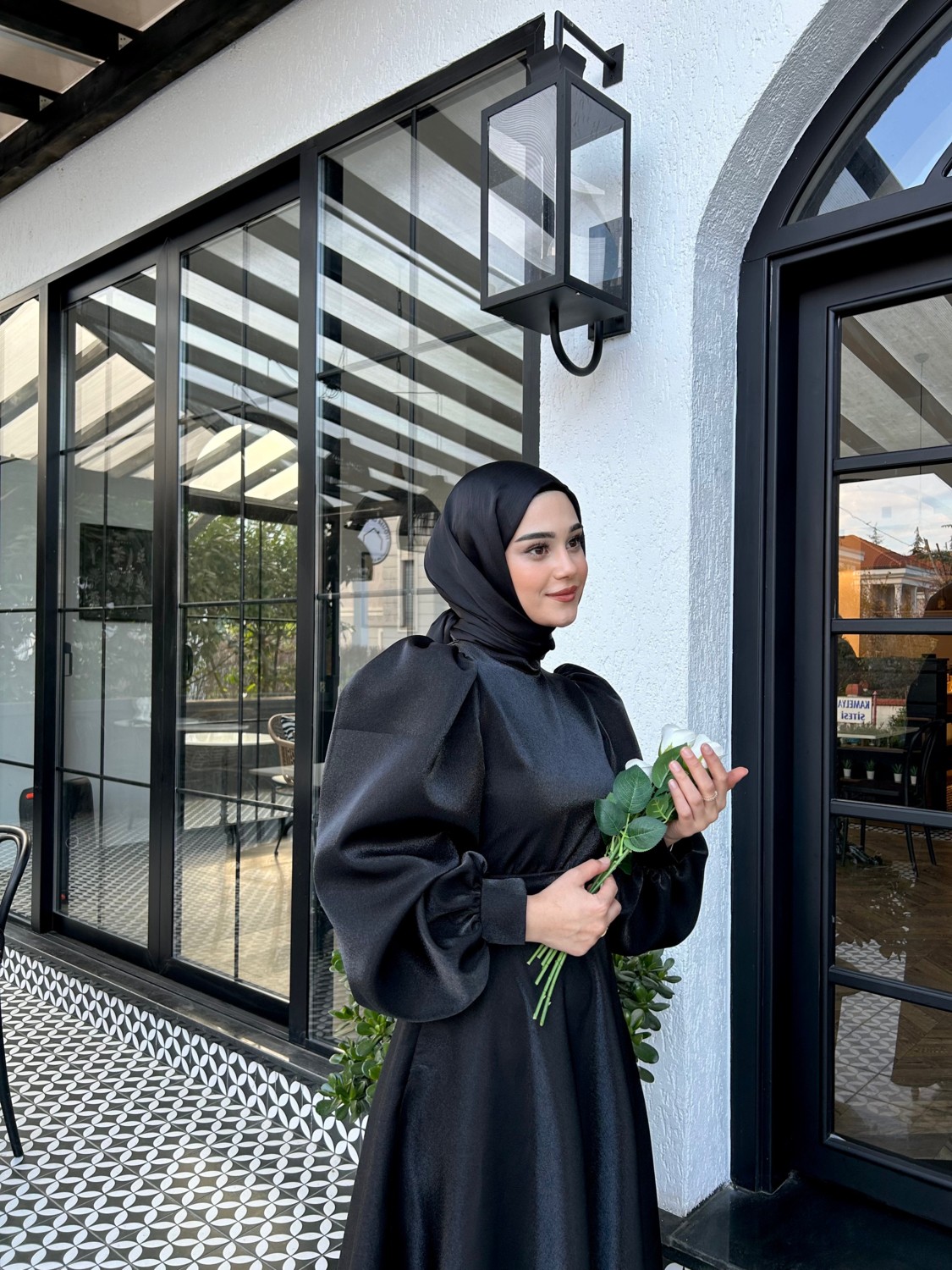 By Atelier Siyah Simli Hazel Tesettür Abiye görsel 2
