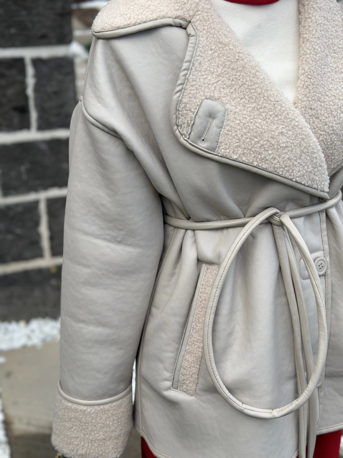 Olla Collection Kışlık Deri Detaylı Mont Kaban görsel 4