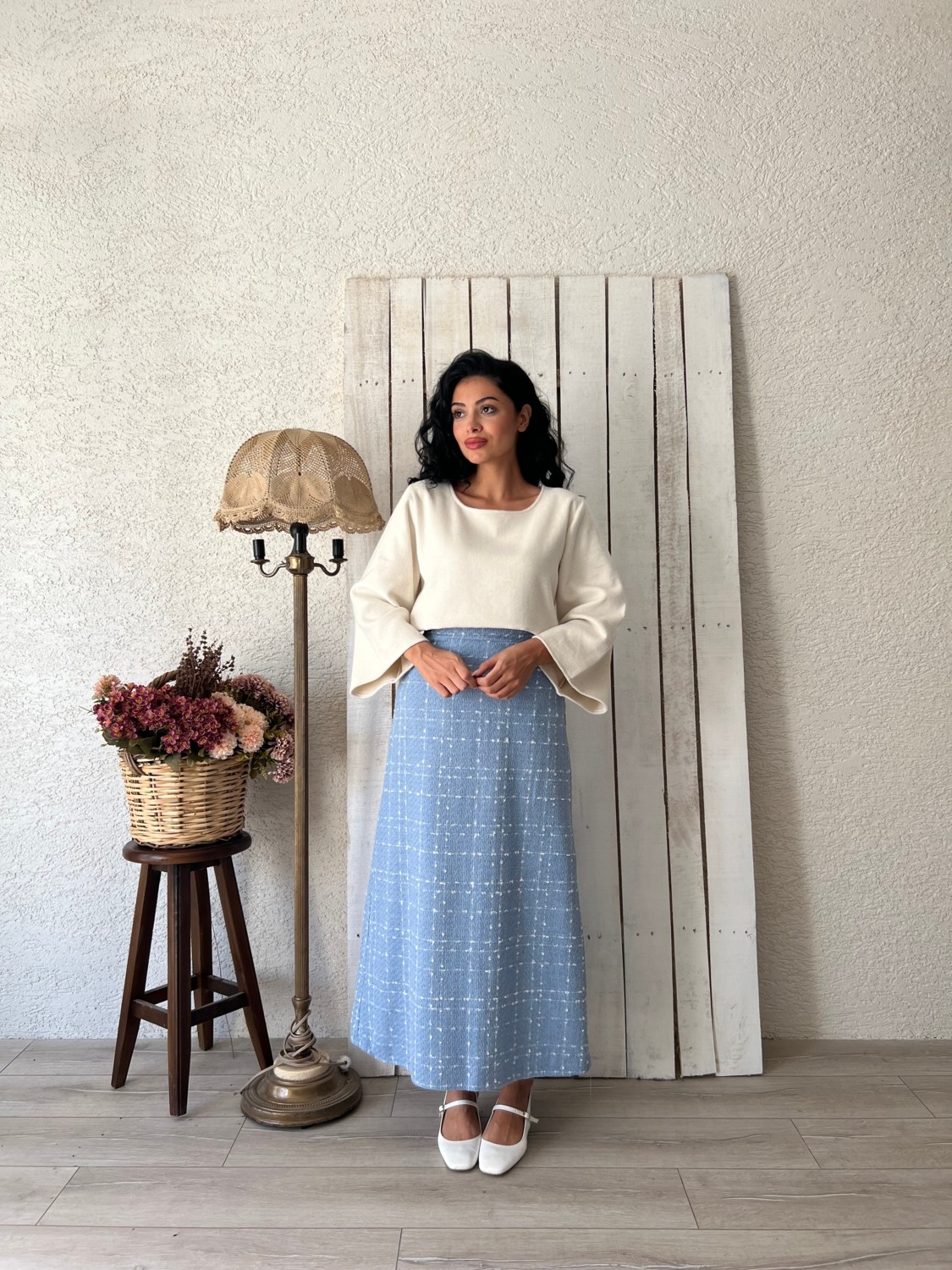 Küçüğüm Butik Uzun Indigo Mavisi Tüvit Etek görsel 6