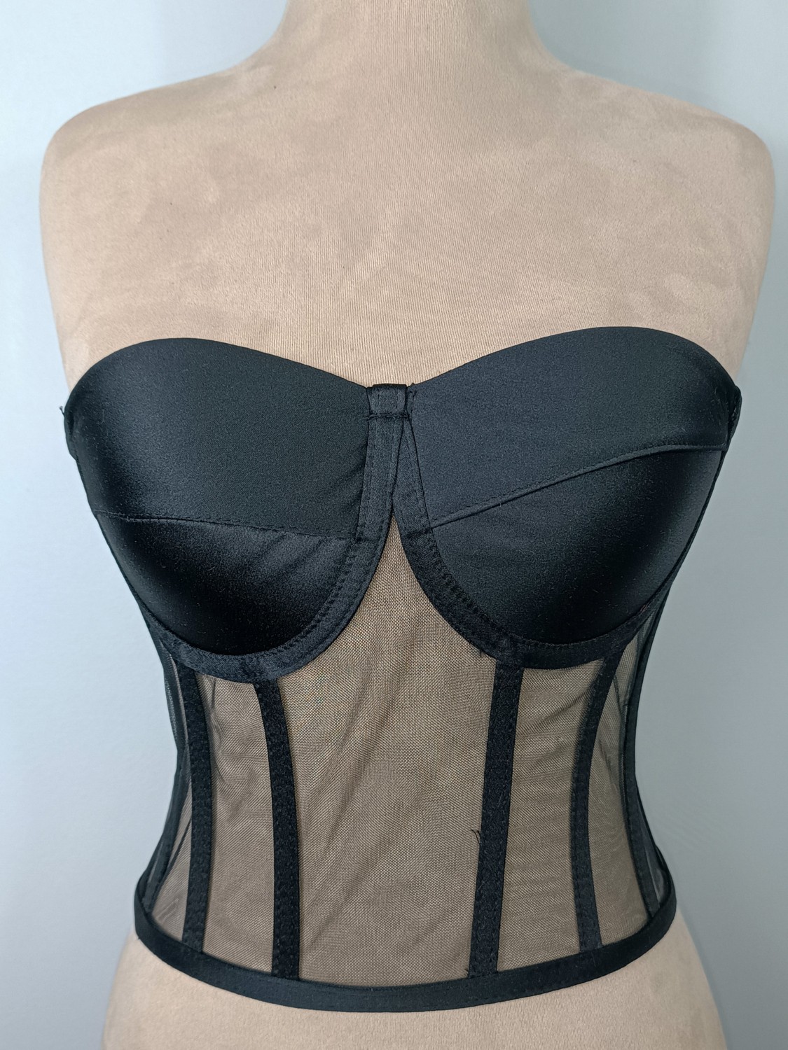 Aybi Butik Transparan Balenli Bağlamalı Büstiyer görsel 8