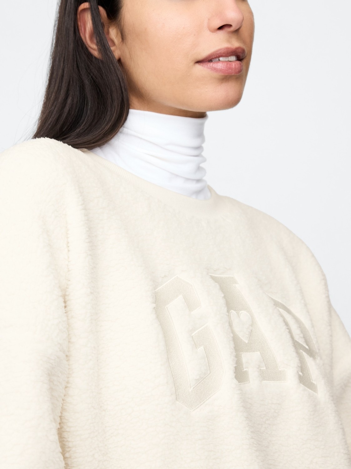 Gap Kadın Lacivert Gap Logo Oversize Sherpa Kalpli Sweatshirt görsel 7