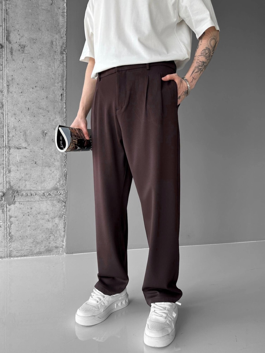 Abluka Online Erkek Baggy Fit Kumaş Pantolon Siyah