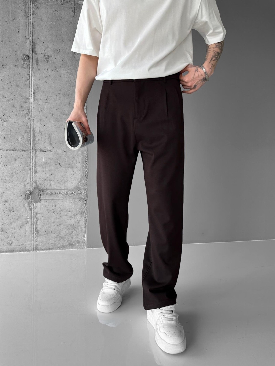 Abluka Online Erkek Baggy Fit Kumaş Pantolon Siyah görsel 3