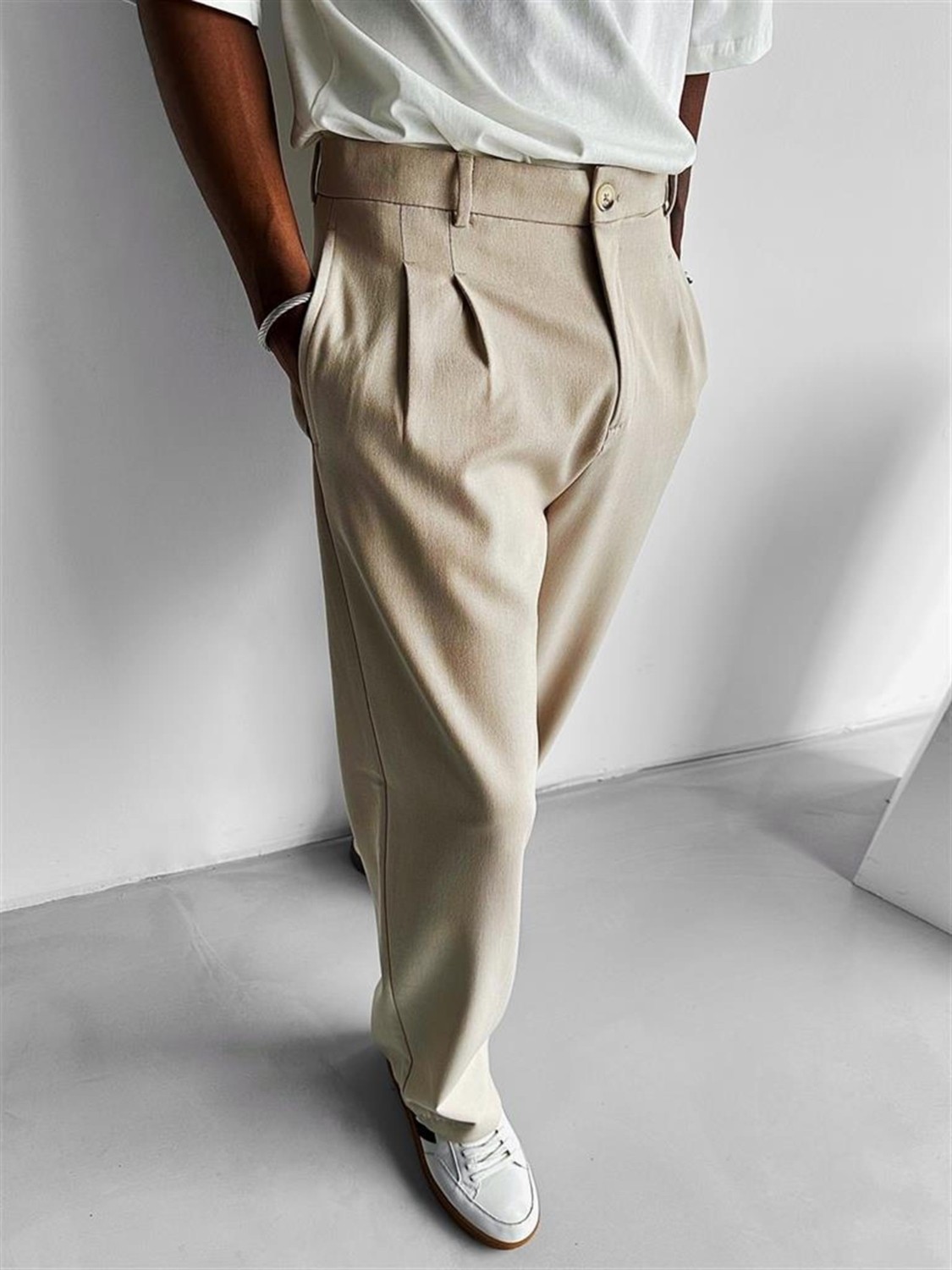 Abluka Online Erkek Baggy Fit Kumaş Pantolon Siyah