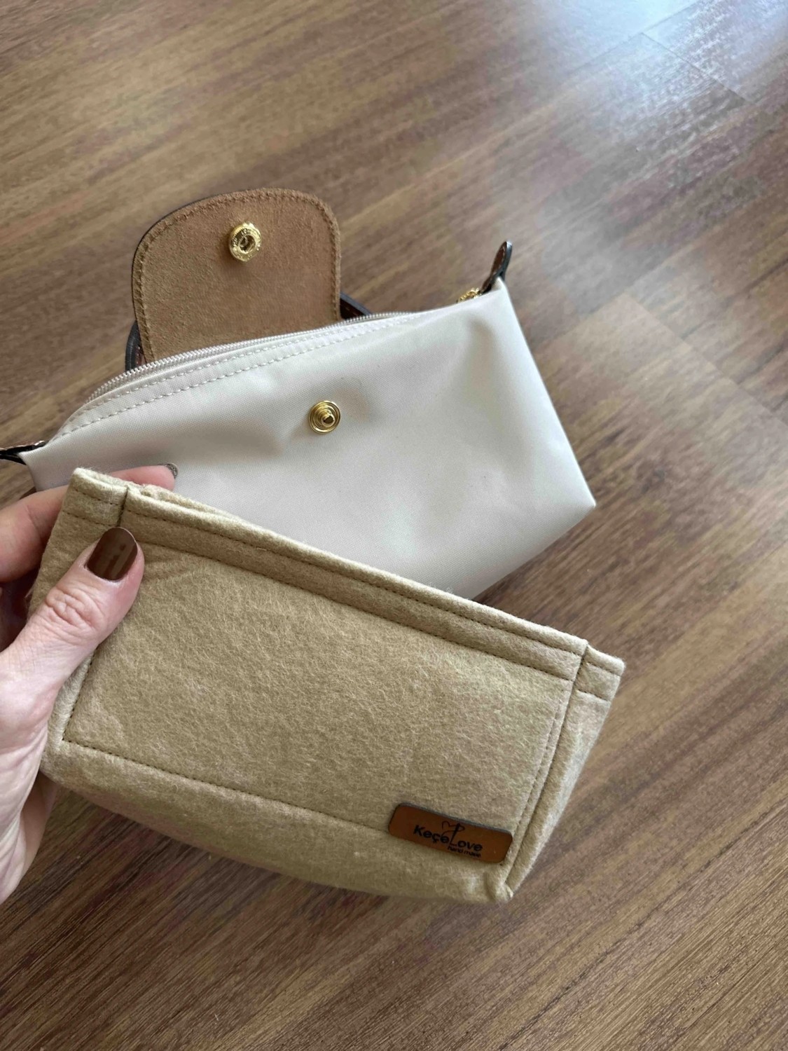 Keçe Love Longchamp Mini Pouch Çanta içi Düzenleyici, Çanta içi Organizer görsel 5