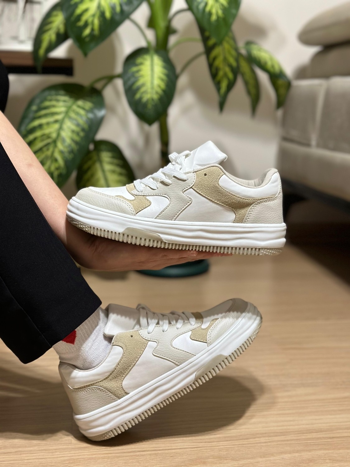 Bej Kadın Sneaker Günlük Ayakkabı görsel 2