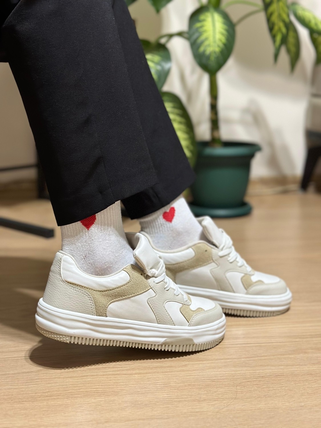 Bej Kadın Sneaker Günlük Ayakkabı görsel 3
