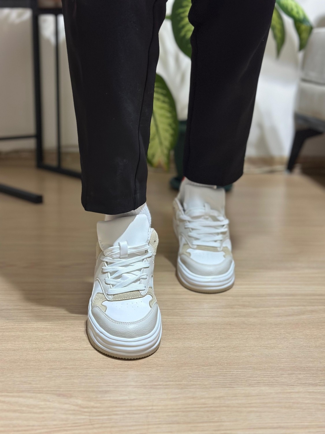 Bej Kadın Sneaker Günlük Ayakkabı görsel 4