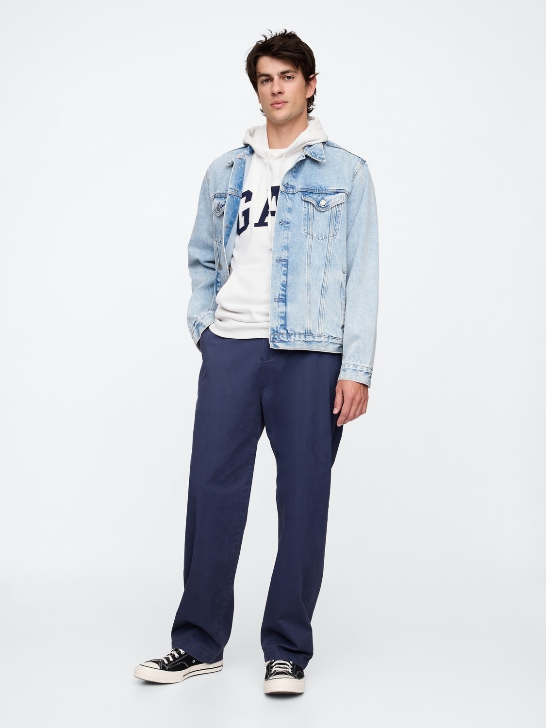 Gap Erkek Lacivert Gap Logo Fransız Havlu Kumaş Sweatshirt görsel 5