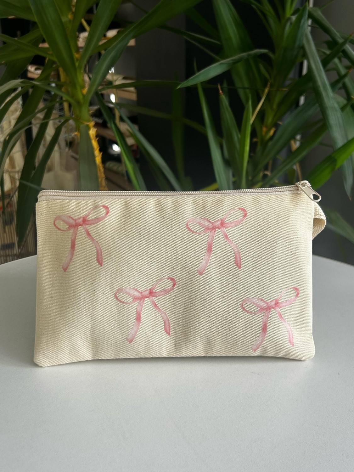 Bez Çanta Dünyası Pembe Kurdele Baskılı Hambez Clutch Çanta görsel 2