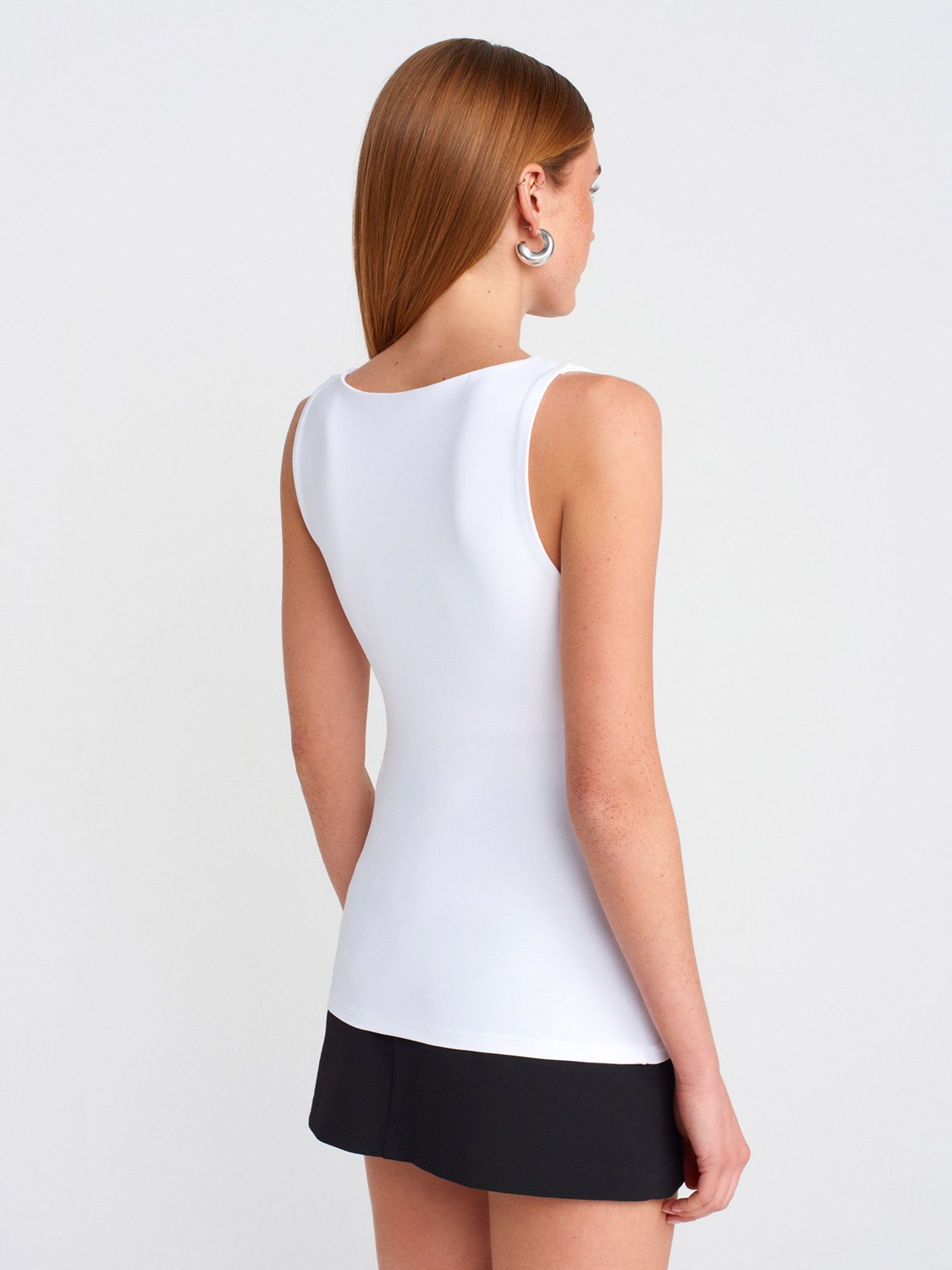 Dilvin Kalın Askılı Poliamid Atlet Koyu Kahve Slim Fit Kare Yaka %94 Pamuk 20977 görsel 6