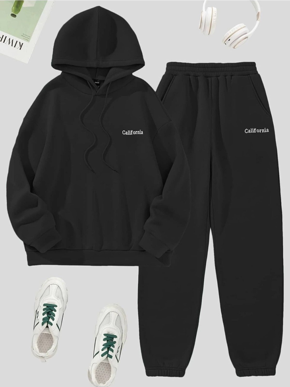 Yoho Sport California Baskılı Üç Iplik Ünisex Oversize Eşofman Takımı
